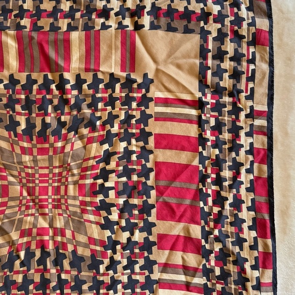 Vintage Silk-Blend Red & Tan Checkered Scarf Top - Picture 5 of 7